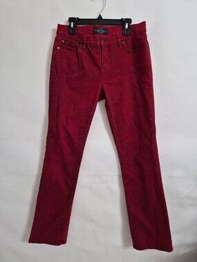 Lauren Jeans Co Ralph Lauren Womens 4P Red Low-Mid Rise Modern Straight Jeans